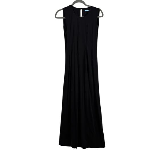 J McLaughlin Clive Midi Dress Size XS Black Sleeveless Pleated Pocket Waist Tie - Picture 3 of 12